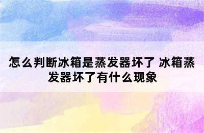 怎么判断冰箱是蒸发器坏了 冰箱蒸发器坏了有什么现象